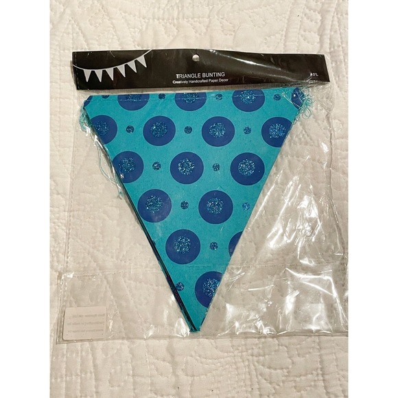 Pennant Banner Turquoise Blue 10 Ft Designs Triangles Party Room Decorations - Picture 3 of 3